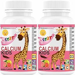 Immunescience Calcium For Kids With Vitamin D3 (Vit d), Magnesium, Zinc, Vitamin C Supplement To Promote Bone, Teeth, Gums, Immunity, And Growth-120 Tablets-30