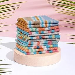 Kuber Industries Towel Handkerchief | Cotton Face Towel | Sweat Absorbent Hanky | Unisex Multi Lining Hanky | Set of 12 | Multicolor-image-1