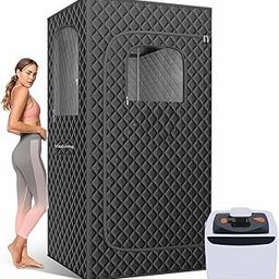 Full Size Portable Personal Steam Sauna with 1000W&2.6L Premium Steamer, 1 Person Large Sauna Tent for Home, Indoor Steam Room for Relaxation, Fast Heating, Grey-image-52