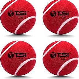 TSI Sports T-20 Cricket Tennis Ball Rubber Cricket Tennis Red High Bounce Street Match Cricket Tournament Cricket Tennis Ball for Standard Size All Skill Levels Pack of 4-image-36