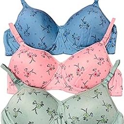 Polycotton Non-Wired Padded Full Coverage Bra, Comfortable Everyday Bra for Women (Pack of 3)-picture-48