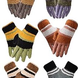 Akido Women Woolen Gloves Full Finger Acrylic Wool Knitted WinterGloves for Girls Casual Warm Hand Gloves Pack of 6-image-31