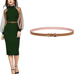 Western Belt Metal Buckle Cowgirl Belts for Jeans, Plain Casual Sleek Belts For Women/Girls--image-80