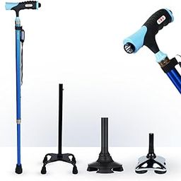 Antara AGEasy (Max Group) Lumina Walking Stick with Adjustable Height & Built-in LED Torch | Lightweight Walking Support for Men, Women, Seniors (Blue) (Multibase)-picture-22
