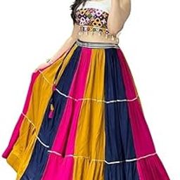 SORATH Women's Pure Rayon Cotton Real Mirror Work Gamthi Design Lehenga Choli With Blouse Peice | Navratri chaniya choli | Navratri lehenga for women (mkali)-picture-28