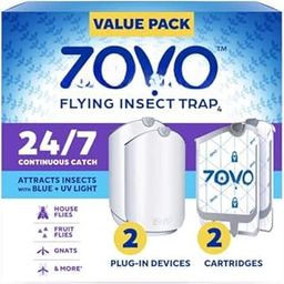 Indoor Light Fly Trap Starter Kit – Plug-in Device with UV & Blue Light, Catches House Flies, Fruit Flies, Gnats – Includes 2 Traps + 2 Refill Cartridges, No Odor or Insecticides-image-73