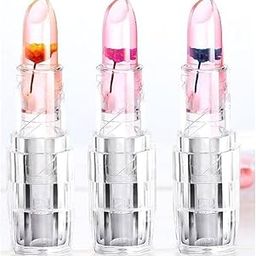 MADNIKA - Professional Waterproof Moisturizing Flower Crystal Glossy Lipstick Jelly Flower Transparent Color Changing Lip Balm Lipstick For Girls & Women (Multicolor, Pack of 3)-40