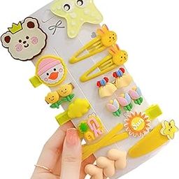 SYGA 14-Piece Baby Hair Clip Set for Girls – Cute Cartoon & Floral Patterns Hair Pin, Hair Types Cute Bear, Star, Sun, Bunny, Flowers - Yellow-image-58