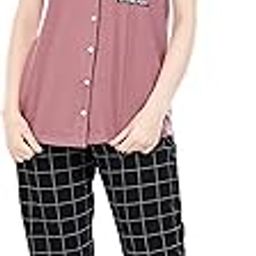 Women's Cotton Checks Printed Relaxed Night Suit Set Of Shirt & Pyjama 5239-image-30
