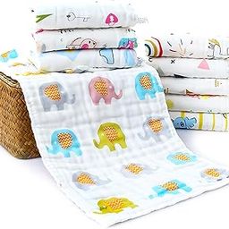Koochie-Koo Dry Muslin Wash Cloth Organic Cotton Face Towel Handkerchief for Baby New Born/Infants/Toddlers (Pack of 5, White, 350 GSM)-image-30