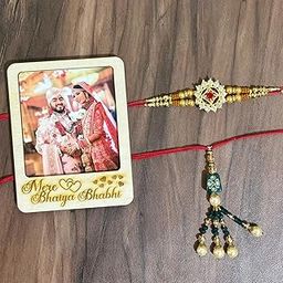 Customized Bhaiya Bhabhi Fridge Magnet with 2 Bhabhi Rakhi Combo || 4 x 5 Inch Magnet with Photo || Rakhi Gift-image-10