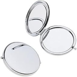 UJEAVETTE® 4x2Pcs Travel Portable Double Folding Pocket Compact Makeup Mirror Set Silver-14