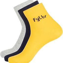 Men's Cotton Blend Ankle Length Socks Solid Color | Pack Of 3 | Anti-Microbial | Anti-Odor (Yellow,Black,Grey)-image-22