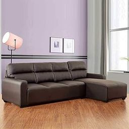 Blisscraft -Nicester Leatherette 5 Seater RHS L Shape Sofa Set (Brown)-image-37