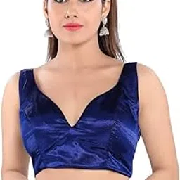 vamas Women's Silk Padded Self Design Sleeveless Readymade Saree Blouse (X-950NS)-picture-1