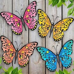 Metal Butterfly Wall Decor - 9.6" Outdoor Fence Wall Art Decor, Hanging Decoration for Garden Yard Living Room Bedroom Patio Balcony(4 Pack)-image-14