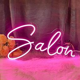 VNDRA® LED Salon Neon Sign Light Decor Nails Spa Beauty Studio LED Wall Art Decor Sign for Business Stores Logo Barber Neon Light Wall Sign Tattoo Salon Studio Shop Window Display (Pink Salon)-14