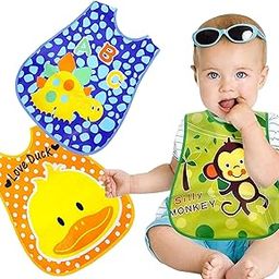 MOM CARE Baby Bib For Newborn Waterproof Plastic Apron Wipeable Stain Resistant With pocket For 6 Months And up Random color-image-51