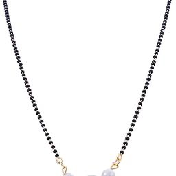 BFC-Stylish One Gram Gold Plated Pearl Black Beads Mangalsutra For Woman And Girls-image-51