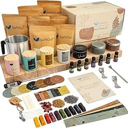 Softowl Candle Making Kit - Easy Colored Candle Kit Include Soy Wax, Rich Scents, Dyes, Wicks, Jars, Tins & More-image-41