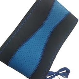 BLACKBIRD Faux Leather | Stitchable Breathable | Stitchable Anti Slip Car Grip Steering Wheel Cover (Black & Blue)-image-7