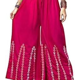 Rayon Embellished Flared Mirror Work Sharara Palazzo for Girls & Women-image-77