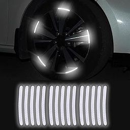 Goelite Car Wheel Reflective Stickers, 20pcs for 4 Tyres Reflective Wheel Rim Stripe Stickers, Night Safety Warning Car Stickers, Wheel Safety Car Decals Universal for Car Motorcycle Bicycle (White)-12
