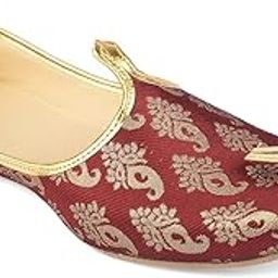 DesiColour Mens Mojari-Maroon Gold Jutti-image-26