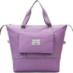 Nylon 41 Liter Expandable Travel Bags for Women, Duffle Bags for Women Luggage, Foldable Vanity Traveling Bag, Waterproof Hand Bag for Ladies Personal Items (40 x 23 x 45 Cm) (Purple)-image-17