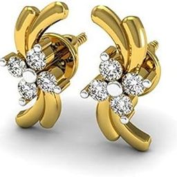 18KT Yellow Gold and Diamond Stud Earring for Women-image-81