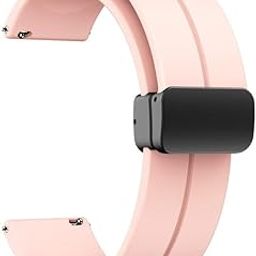 Prolet 20MM Silicone Strap with Folding Magnetic Lock Compatible with Amazfit GTS 2 Mini, Amazfit Bip/Pro/Lite, Bip S, Amazfit GTR, Samsung Galaxy Watch 4/ Watch 5 Compatible All 20MM Watches-Pink-image-13