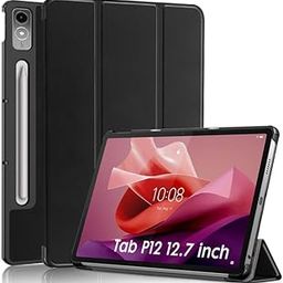 Robustrion Cover for Lenovo Tab P12 12.7 inch Cover Case, Flip Stand Cover Case for Lenovo Tab P12 Tablet [Supports Auto Sleep Wake] - Black-27