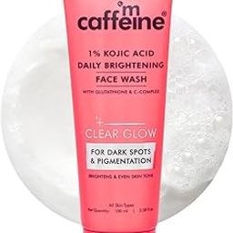 mCaffeine CLEAR GLOW 1% Kojic Acid Daily Brightening Face Wash with Glutathione For Dark Spots & Pigmentation |Brightens Skin |Face Wash For Men & Women | Non-Drying, Fragrance Free - 100ml-image-29