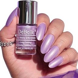DeBelle Gel Nail Polish Hello Hannah(Light Purple with Gold Micro Shimmer Nail Paint)| Non UV - Gel Finish |Chip Resistant | Seaweed Enriched Formula| Long Lasting|Cruelty and Toxic Free| 6ml-image-12
