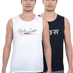 lux cozi Printed Round Neck Black and White Tank Top for Men Sleeveless T-Shirts COZI_2111_BLK_WH_XL_2PC-picture-35