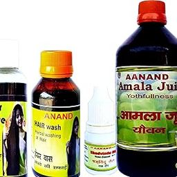 Aanand Hair Care kit, Hair care Oil(100ml)+Hair wash (100ml)+Shadvindu Oil (10ml)+Amala Juice (450ml)-image-95