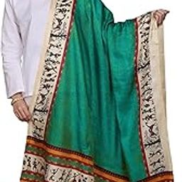 Art Silk Dupatta with Warli Art Print Border - Art Silk-image-77