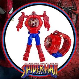 PoPo Toys Spiderman Super Hero Action Figure Toy Robot Deformation Convertible Digital Wrist Watch for Kids (Pack of 1),Multicolor-24