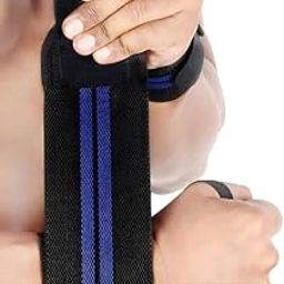 Professional Weightlifting Wrist Wraps, Black with Blue Stripes, 50 cm Length, Heavy-Duty Support for Strength Training-image-69