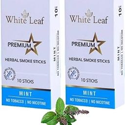 White Leaf Premium Herbal Cigarettes Mint(Pack Of 20 Sticks) 100% Tobacco and Nicotine Free - Made With Ayurveda Natural Herbs Clove, Tulsi, Cinnamon & Green Tea(De Addiction)-2