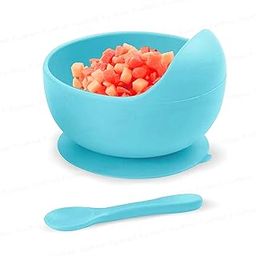 FunBlast Silicone Bowl & Spoon Set for Toddlers – BPA-Free, Non-Toxic, Unbreakable Suction Bowl for Baby Feeding, Self-Feeding Training for Babies and Toddlers, Safe & Durable (Aqua Blue)-picture-30