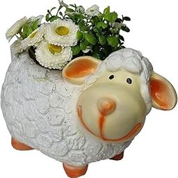 Wonderland Sheep Planter, Pot, Container | Material Resin | Length 10 Inch | for Home Decor, Garden Decoration, Small Planter, Animal Shaped Planter, Planter for Succulents | Drainage Hole Below-image-22