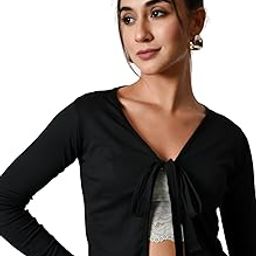 Women Lace 3/4th Sleeve Shrug (1149_Black-picture-32