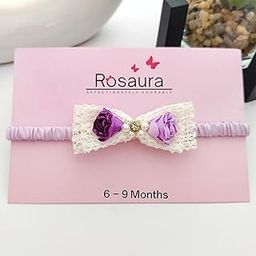 Rosaura Elastic Headband for Baby Girls | 6-9 Months| Floral Toddler Hairband | Flower Headband | Shades Of Purple Colour | Headband for Baby Girl | Soft Baby Headbands | Photo Prop Headbands [Pack Of 1]-image-95