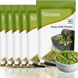 SUVIDHI Green chilli thecha 100gm Pack of 6 Pack Each Made with Spicy Fresh Green Chilli, Garlic | Hand Pounded | Anti-inflammatory Properties | Hari Mirch Techa | Chutney | No Artificial Colors-image-37