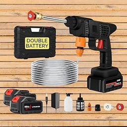In My Home Portable Cordless Cleaning Pressure Gun for car and Bike wash, High Pressure Washer Gun,3 Spray Nozzle Dual 12000 mAh Super Power Battery for uninterupted use-image-56