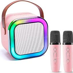 Zest 4 Toyz Wireless Speaker Karaoke System with 2-Microphone Compact Bluetooth Speaker RGB Lights Portable Sound System Long Battery Life BT Singing Toy for 4+ Year Old Kids - Pink-image-98