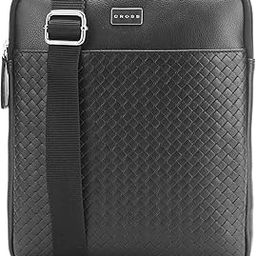 Sling Crossbody Bag One Side Travel Messenger Multipurpose Genuine Leather Tablet Bag for Men and Women Office Business Outdoor Daily use with Adjustable Shoulder Strap - Black-image-60