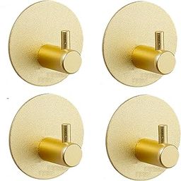 Yindella Stainless Steel Wall Hooks Gold Towel Hooks Bathroom Coat Hook Set Of 4 Robe Hook Door Hanger Towel Robe Wall Hook For Bathrooms Sticky Hanging Wall Without Nails (Gold Round Set Of 4)-image-61