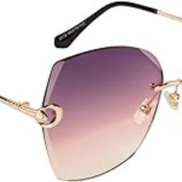 UV Protected Square Women Sunglasses - (Violet Lens | Golden Frame | S012MG2878Z)-picture-31